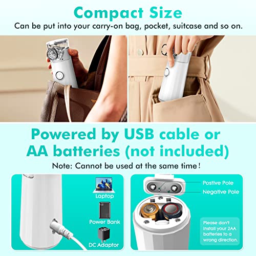 Portable Nebulizer, Quiet Handheld Nebulizer for Travel or Daily Use Nebulizer Machine for Adults and Kids with 1 Set Accessory Personal Steam Inhaler Atomizer for Breathing Problems