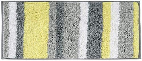 Amazon Com Hebe Microfiber Bathroom Rugs Runner Striped Non Slip Accent Spa Rugs For Bathroom Absorbent Bath Rug Floor Mat Runner Machine Washable 18x47 2 Yellow Grey Home Kitchen