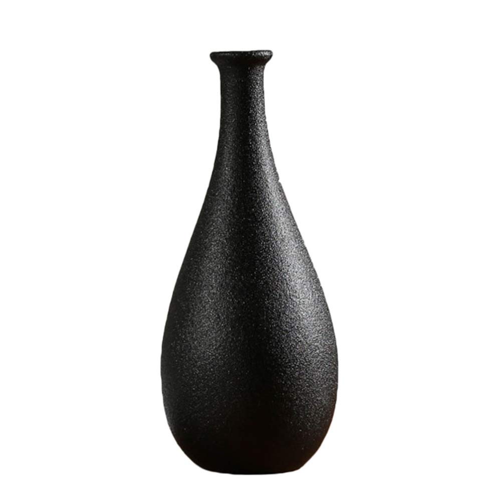 HEALLILY Black Ceramic Flower Vase Simple Vase Ideal Decoration For Household