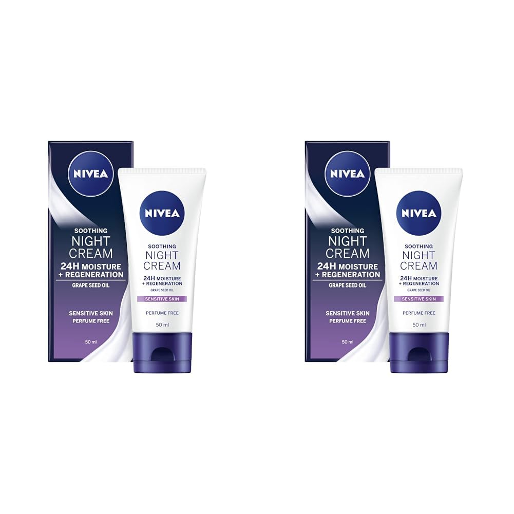 NIVEA Sensitive Night Cream (50 ml), Face Cream for Sensitive Skin with Liquorice Extract and Grape Seed Oil, Regenerating Skin Care (Pack of 2) — image 1