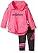adidas Baby Girls' Long Sleeve Top and Pant Set, Shock Pink Heather, 24 Months