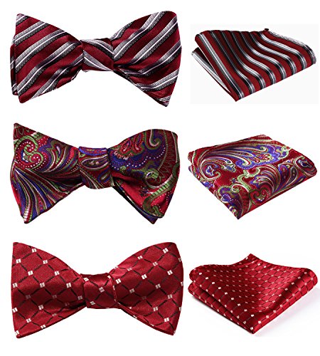 Hisdern 3pcs mixed design classic men s self-tie bow ti…