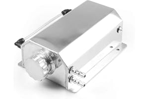 Dyno Racing Universal 2L Alloy Engine Oil Fuel Gas Catch Can Breather Tank Bottle Coolant Radiator Overflow Tank (Silver)