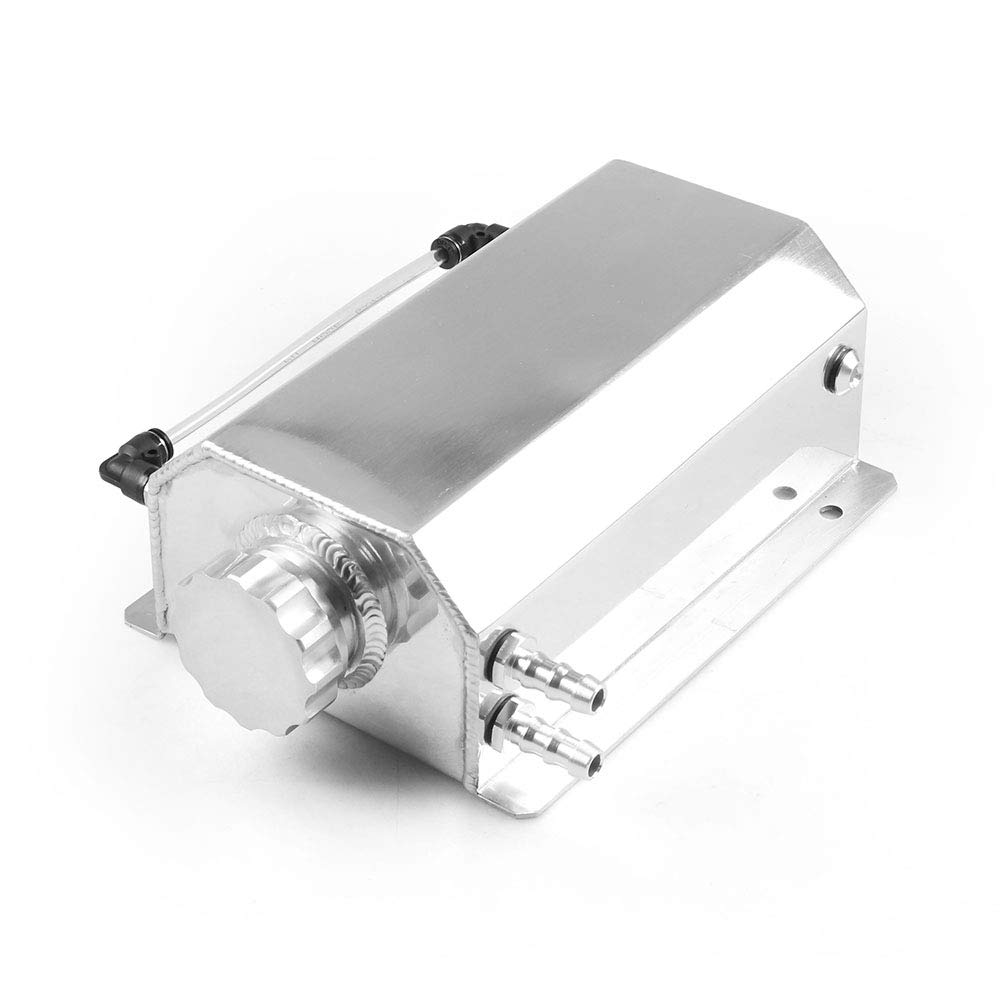Photo 1 of Dyno Racing Universal 2L Alloy Engine Oil Fuel Gas Catch Can Breather Tank Bottle Coolant Radiator Overflow Tank (Silver)