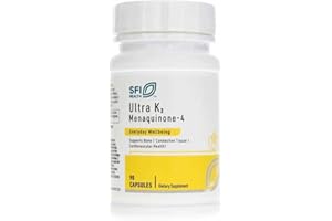 Klaire Labs SFI Health Ultra K2 Menaquinone - 4 - Vitamin K2 Supplement with 15mg of Vitamin K2 MK4 per Capsule - Support Bone & Cardiovascular Health - Hypoallergenic & Vegan Vitamin K (90 Capsules)
