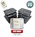 The Key 4 Health - 3 Compartment Food Containers - Reusable Containers with Lids - Stackable & Made with BPA-free Plastic - Perfect for Meal Prep/Diet - 10 Bento Box/Lunch Containers (10 Pack)
