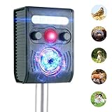 JIA LE Ultrasonic Animal Repeller, Outdoor Solar Powered Weatherproof Repeller, Motion Activated with Flashing LED Light and Sound Effectively Scares Away Cats, Dogs, Squirrels, Moles (Grass Green)