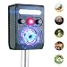 JIA LE Ultrasonic Animal Repeller, Outdoor Solar Powered Weatherproof Repeller, Motion Activated with Flashing LED Light and Sound Effectively Scares Away Cats, Dogs, Squirrels, Moles (Grass Green)