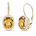 Gem Stone King 18K Yellow Gold Plated Silver Yellow Citrine Dangle Earrings For Women (3.00 Cttw, Gemstone Birthstone, Oval 9X7MM)
