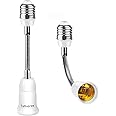 Lybuorze Light Bulb Extender Socket (2-Pack), 19 CM 7.5 Inch Socket Extension, 360° Bendable Adjustable Standard E26/E27 Screw Base Extender Adapter