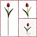 Mandy's Artificial Tulips 20 Stems Red PU Faux Flowers for Wedding Home Decor 13.5 Inch