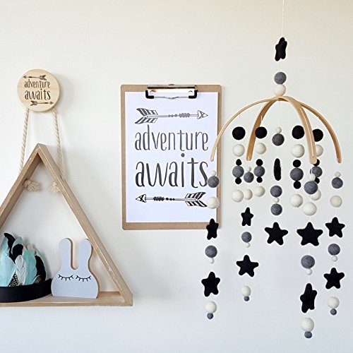 Tik Tak Design Co. Baby Crib Mobile - 100% NZ Wool Colored Felt Ball Mobile for Your Boy or Girl Babies Bed Room - Designer Colors to Match Your Nursery and Delight Your Child (Monochrome)