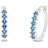 14k Gold Plated 925 Sterling Silver Simulated London Blue Topaz Hoop Earrings Jewelry Gift for womens