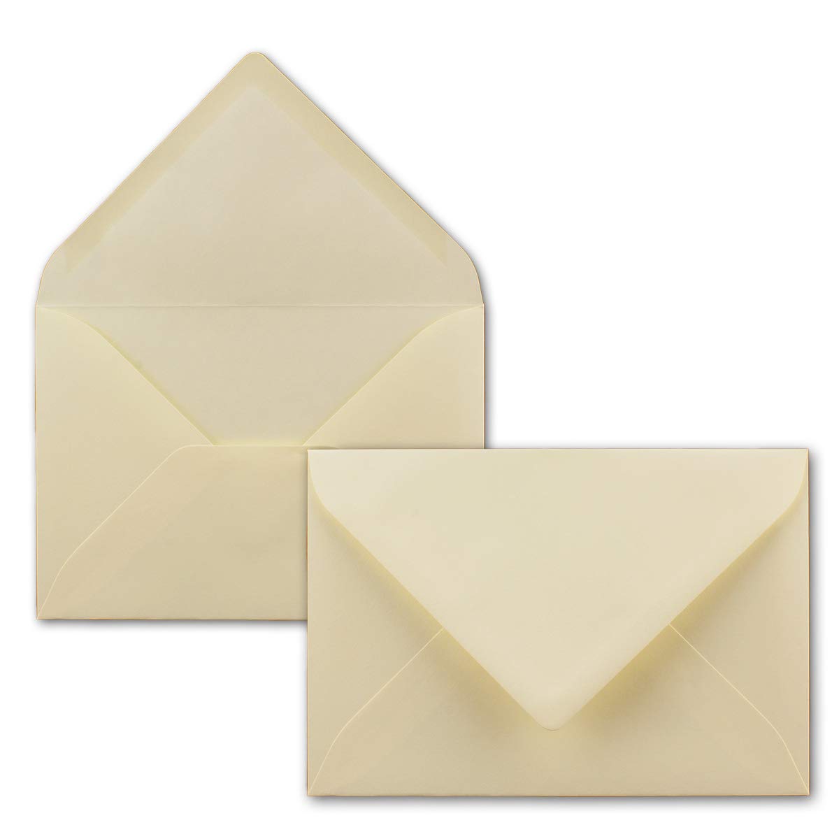Envelopes DIN B6 17.6 x 12 cm/Vanilla – Cream Colour, Gummed Seal with Pointed Flap 50 Pieces White