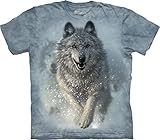 The Mountain Men's Snow Plow Wolf Adult T-Shirt, Blue, Large