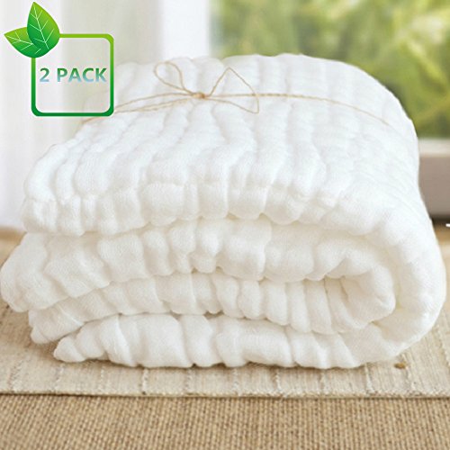 Baby Bath Towels and Washcloths Set Also For Baby Swaddle Blanket and Baby Face Cloth, (5 PC Value Pack ) Super Soft 100% Organic Muslin Cotton - Ideal for Baby Care Gift Sets By MUKIN