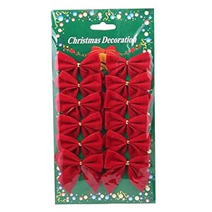 Christmas Decorations Red 12 mini 60 mm 6 cm Rim Velvet Xmas Ribbon Bows Ornamenten