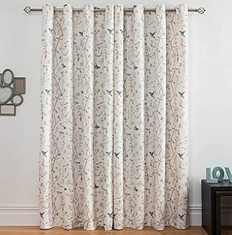 Asda Home Pair Of Hummingbird Floral Cotton Lined Curtains Size