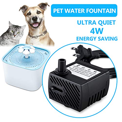 Fountain Pump, 80GPH Submersible Water Pump, Durable 4W Outdoor Fountain Water Pump with 7.2ft(2.2m) Power Cord, 2 Nozzles for Aquarium, Pond, Fish Tank, Water Pump Hydroponics, Backyard Fountain