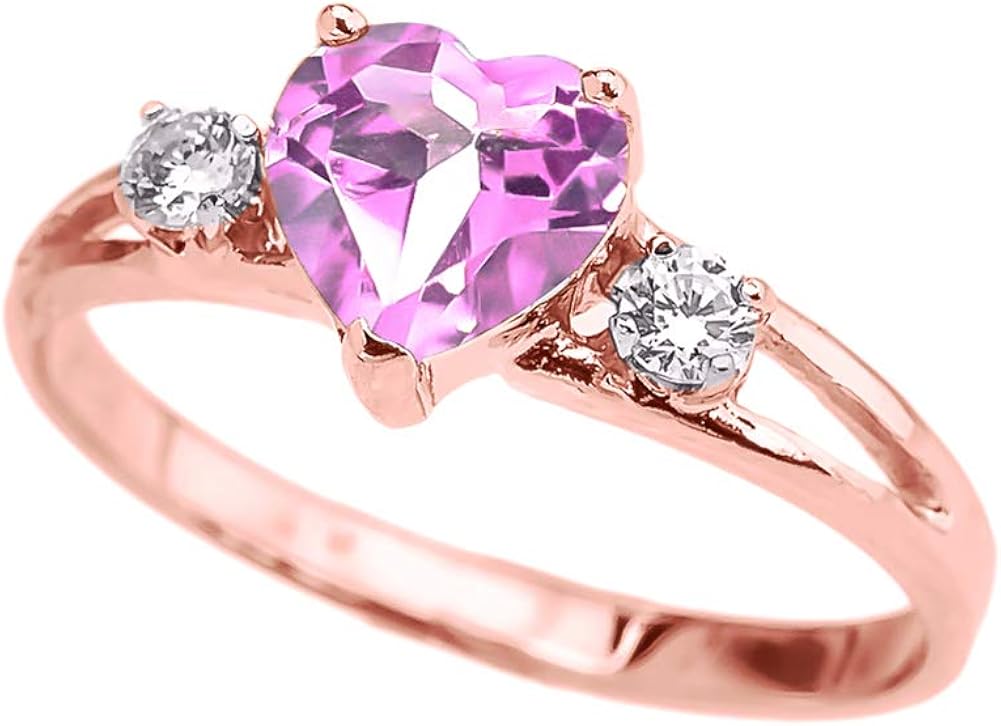 Rose 9 ct Gold CZ Pink Heart Proposal/Promise Ring Amazon.co.uk