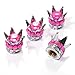 smallAutoParts 4 Chrome Crown Pink Bling Diamond Tire/Wheel Stem Valve Caps car truck hot rod