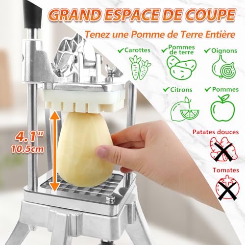 Anatole Professional Vertical French Fries Cutter with 6 mm 9 mm 13 mm Corner Blade Stainless Steel Potato Cutter for Fries Manual Multifunctional for Carrot, Cucumber, Onion, Lemon Fruit