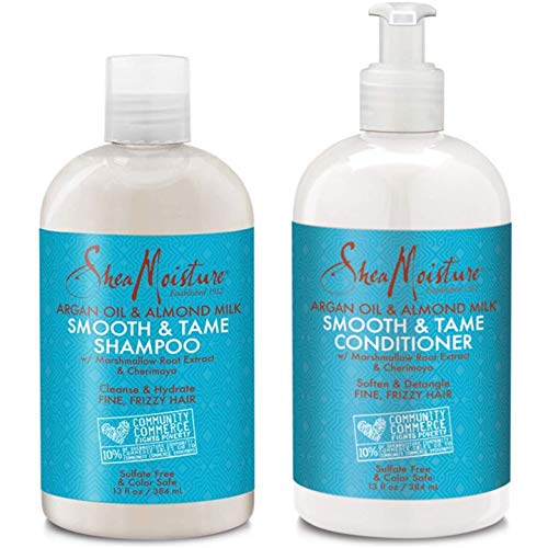 Shea Moisture Argan Oil & Almond Milk Shampoo and Conditioner Set Smooth & Tame, Organic Shea Butter and Almond Milk, Detangles, Smoothes, and Revives Hair. - Thumbnail 3
