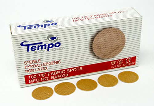 Tempo Adhesive Fabric Spot Bandage 7/8”, Sterile, Non Latex, Hypoallergenic, 100 EA/BX & 60 BX/CS, BAF078