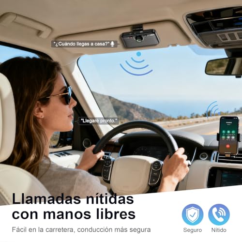 1Mii Hands-Free Car Bluetooth 6.0, Bluetooth Speaker Kit for Car, Auto Reconnect, Siri and Google Voice Assistant, Calls, Navigation and Music Hands-Free, 35H Autonomy