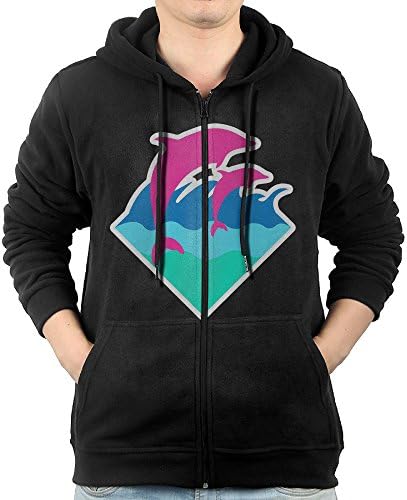 Chris Brown Black Pyramid and Pink Dolphin Men Zip-Up Hoodie Jackets Kangaroo Pocket