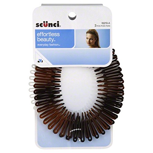 Scunci Stretch Hair Combs - 3 Pack (Tortoise, White, Black) - Image 2