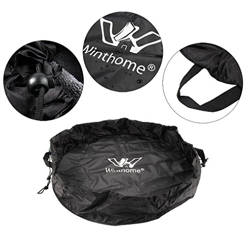 Winthome Wetsuit Changing Mat Dry Carry Bag Waterproof Dry Bag with Drawstring,Swimming, Beach Travel,Watersports (Black 31.5'')