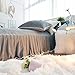 LIFEREVO Luxury Pom Poms Velvet Bed Skirt, Velvet Wrap Around Bedspread, Diamond Quilted Fitted Bed Sheet with Bedskirt, 18 Inch Drop Dust Ruffle Decorative Bed Skirt Pompoms Fringe(King, Gray)