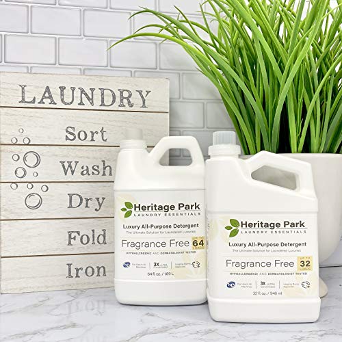 Heritage Park Luxury Laundry Detergent Fragrance Free, Hypoallergenic, Dermatologist Tested