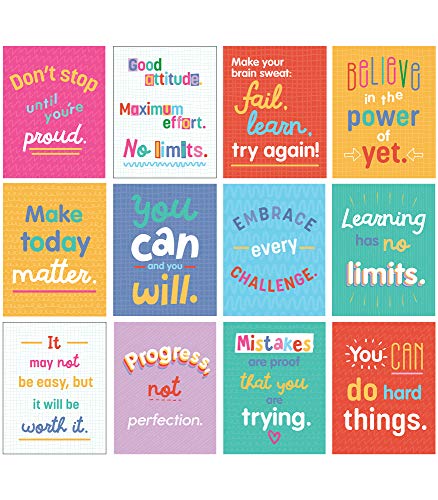 Carson Dellosa 12-Piece Growth Mindset Posters, Motivational 8.5" x 11" Wall De…