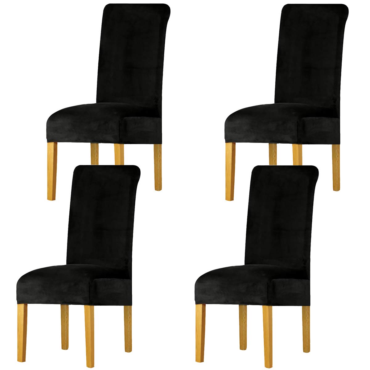 LANSHENG Dining Chair Covers Set of 4, Stretch High Back Chair Seat Protector Slipcovers, Washable Removable Kitchen Chair Covers for Dining Room (Black,Set of 4)