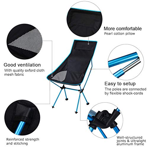 Taope Chaise De Camping Pliante Légère Et Portable – Idéale Pour La Pêche, Le Jardin, La Randonnée, Les Voyages – Peut…