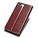 iPhone 7 Plus Case, Genuine Cowhide Leather Wallet Case, Flip Book Cover with [Credit Card Holder] [Kickstand] For iPhone 7 Plus (Wine Red)