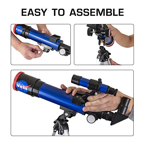 51S026vzLcL NASA Lunar Telescope for Kids – Capable of 90x Magnification, Includes Two Eyepieces, Tabletop Tripod, Finder Scope, and Full-Color Learning Guide, The Perfect STEM Gift for a Young Astronomer - Image 5