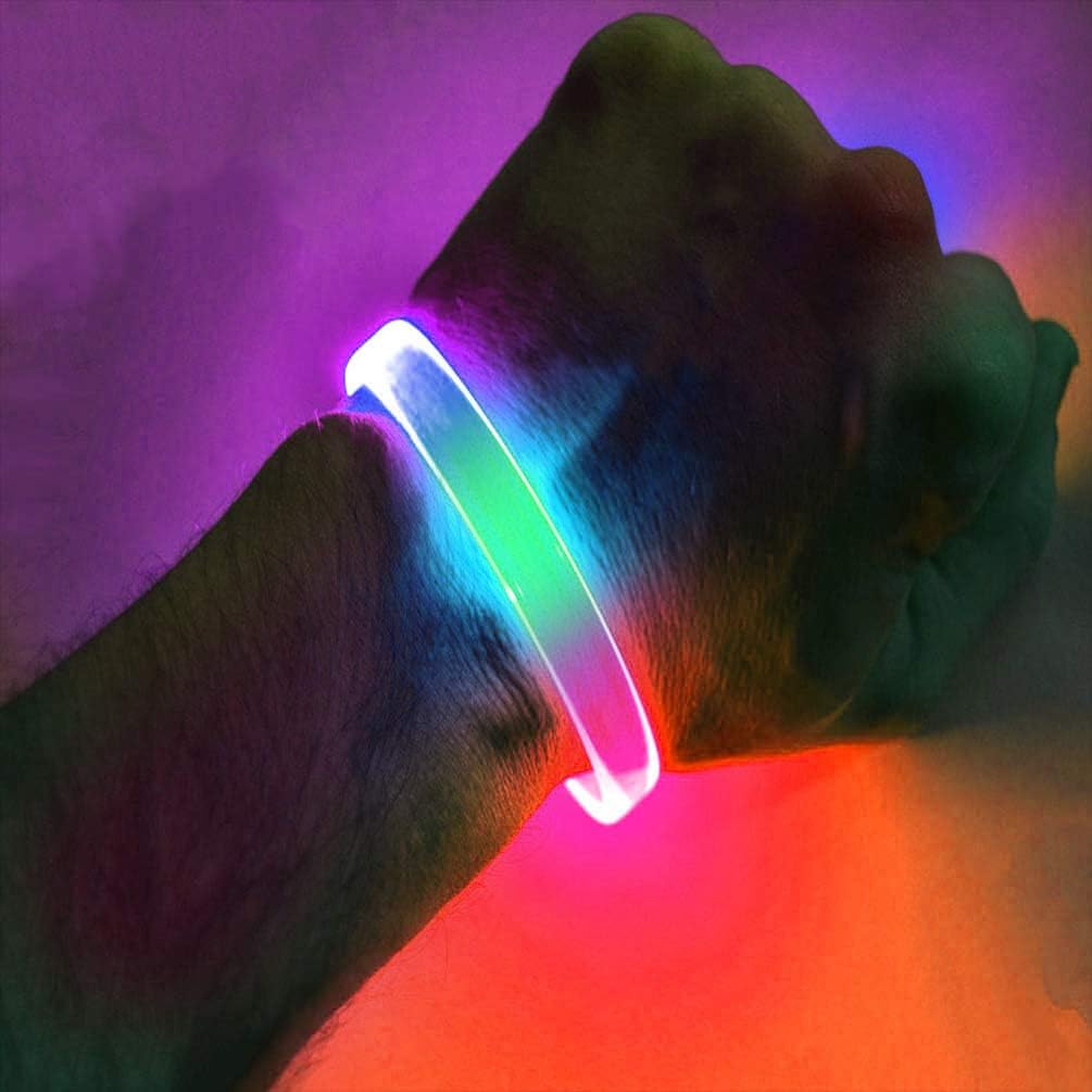 GlowCity LED Light Up Fiber Optic Bracelets (Pack of 2) (Color Flashing)