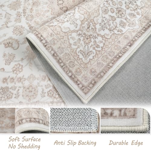phonzenuo Large Rug 200x290cm, Low-Pile Indoor Printed Rugs, Home Decor Floor Carpet, Washable Vintage Area Rug，Persian Carpets Distressed Anti-slip Rug for Living Room