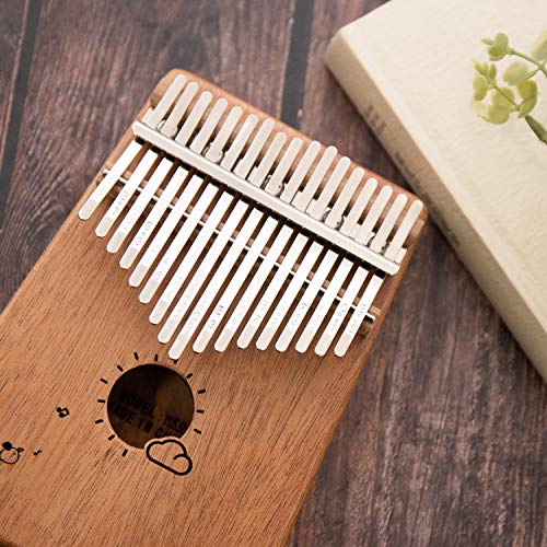 kalimba piano de dedo pulgar de 17 teclas - mbira - caoba maciza y portátil con bolsa de transporte e instrucciones