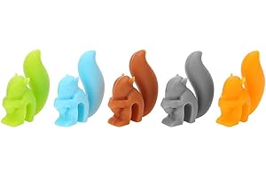 GALEPROMOT 5 pcs Cute Squirrel Shape Silicone Tea Bag Holder Cup, Squirrel Drink Markers, Tea Bag Holder for Cup Hanging Tool Mug Candy Colors Gift Set, Tea House Tea Bag Dispenser, Tea Accessories