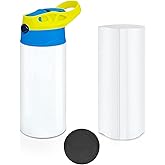 XccMe Kids Sublimation Tumbler,12oz Sublimation Water Bottle Blanks,Straight Stainless Steel Todder Sippy Cup,Double Wall Insulated Sippy Tumbler with Handle,Shrink Films,Leak Proof (Yellow)