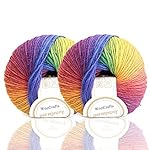 Rainbow Soft Wool Yarn for Knitting Crochet (2 Skeins)