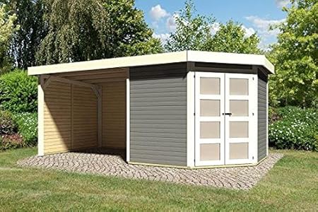 Unbekannt Karibu Gartenhaus Goldendorf 5 Anbaudach Seiten Und Ruckwand Terragrau Amazon De Garten