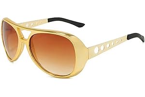 Townus 50’s 60’s Disco Sunglasses Golden Celebrity Costume Glasses for Halloween Cosplay Dress Up