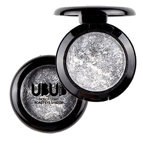 Single Baked Eye Shadow Powder Palette Shimmer Metallic Eyeshadow Palette by Fenleo(Silver)