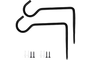 2 Pack Black Hanging Plant Bracket - 7.3 Inch Decorative Wall Hooks for Outdoor Plant Baskets, Bird Feeders, Wind Chimes & Ga