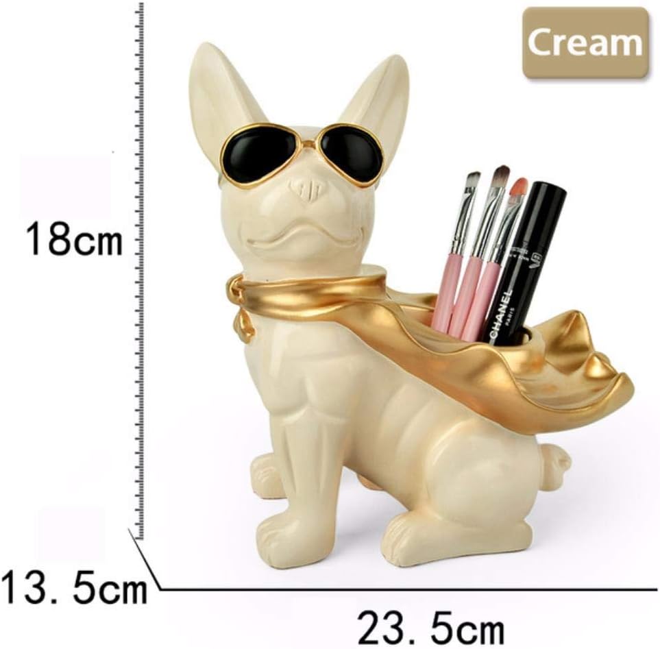 JINMENHUO Kawaii Cartoon Deer Pen Holder Resin Creative Office Desk Accessories Organizer Stationery Cute Decoration Holder Pencils Gift,Cream Dog